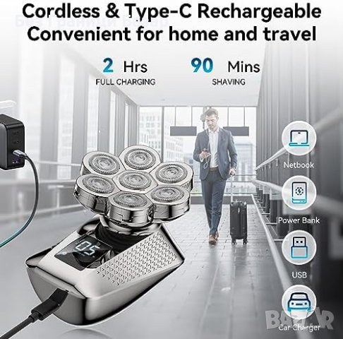 Нова 7D Водоустойчива самобръсначка Vexloria с LED Екран и 5 в 1 Комплект, снимка 4 - Електрически самобръсначки - 44179549