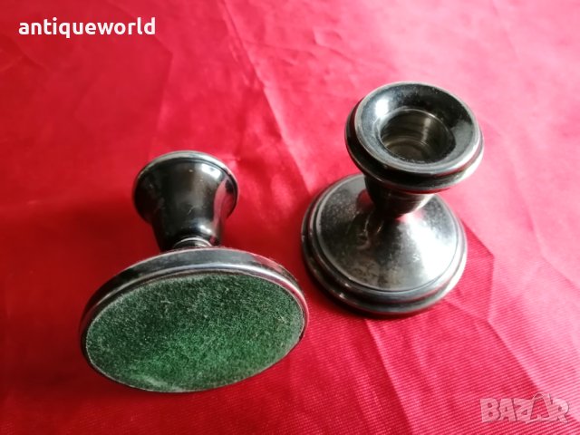 Комплект Английски СРЕБЪРНИ Свещници  123гр., снимка 3 - Антикварни и старинни предмети - 41823608