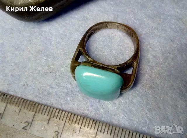 ВИНТИДЖ АРТ СРЕБЪРЕН ПРЪСТЕН ЛАКИРАНО СРЕБРО 925 с ГОЛЯМ ЮВЕЛИРНО ШЛИФОВАН ТЮРКОАЗ 48601, снимка 9 - Пръстени - 49366047