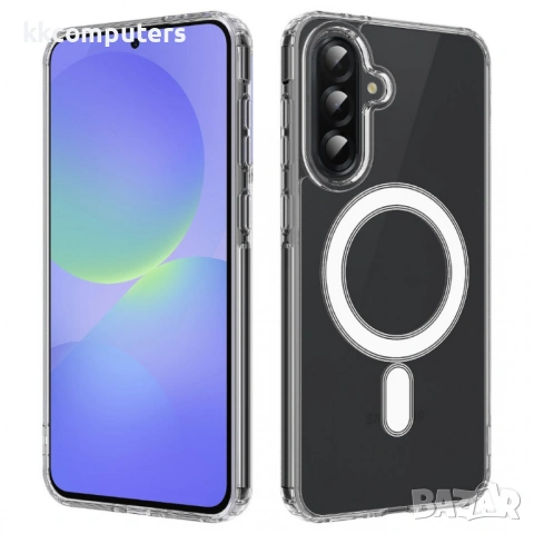 Прозрачен Магнитен Калъф за Samsung S26 - TPU+Акрил, Повдигнати ръбове, Прозрачен