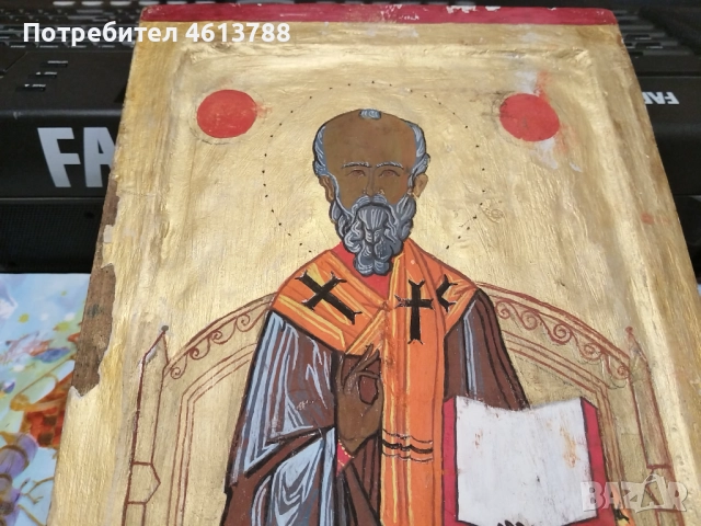 Стара ръчно рисувана икона, снимка 3 - Икони - 52171037
