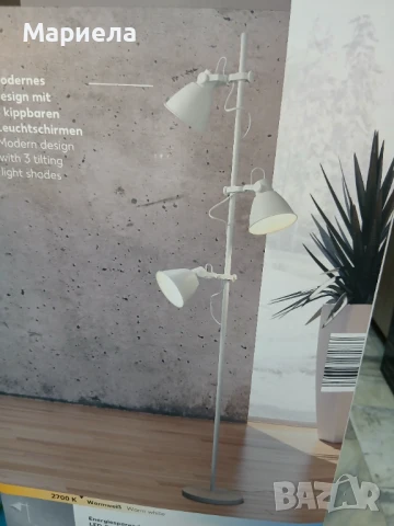 LED подова лампа с 3 накланящи се абажура (бяла), снимка 6 - Лампиони - 50493120