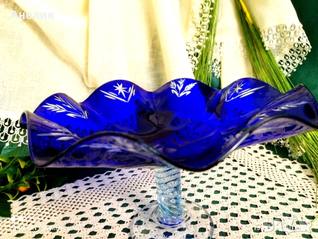 Фруктиера, бонбониера, за сладки кобалтово синя, снимка 4 - Чинии - 52043431