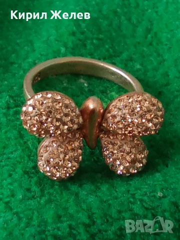 КРАСИВ ПОЗЛАТЕН СРЕБЪРЕН ПРЪСТЕН ПЕПЕРУДА СРЕБРО 925 с ДЕБЕЛА ЖЪЛТА ПОЗЛАТА и ИСКРЯЩИ ЦИРКОНИ 48355, снимка 14 - Пръстени - 50417455