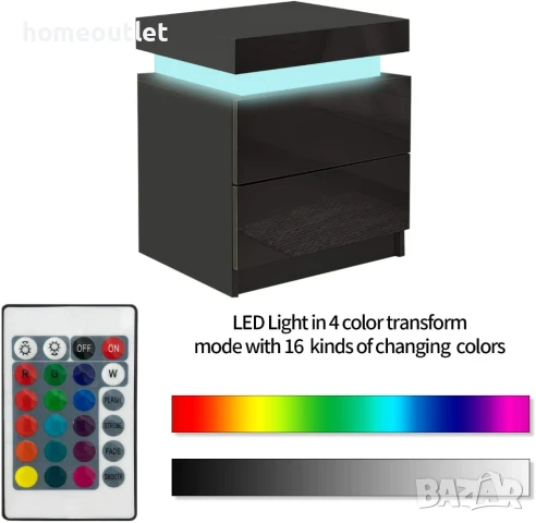 ПРЕОЦЕНЕНО Нощно шкафче с RGB LED осветление D069-WFBS-ST-0064BL, снимка 5 - Шкафове - 50641995