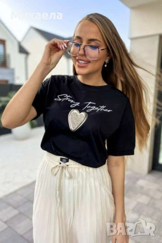 Дамски тениски с камъчета - няколко цвята - 16€, снимка 4 - Тениски - 53273143