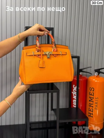 Hermes Birkin Луксозна Дамска Чанта С Декоративен Шал - Различни Цветове Код SEM-795, снимка 7 - Чанти - 56121497