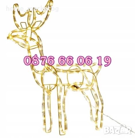 Коледен светещ елен, коледна украса, студено бяла светлина, снимка 3 - Декорация за дома - 52428705