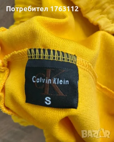 Calvin Klein жълти памучни панталонки, размер S, обувани веднъж, снимка 3 - Къси панталони и бермуди - 50412624