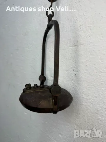 Стара маслена лампа №6893 , снимка 3 - Антикварни и старинни предмети - 50346438