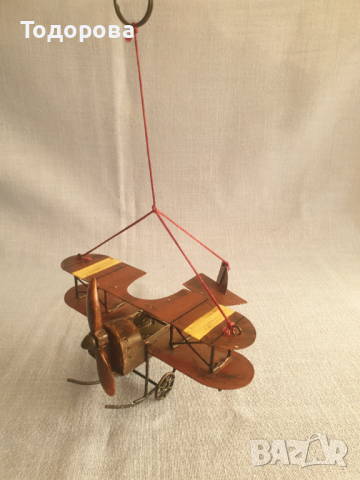 Старинен ръчно изработен метален самолет-окопно изкуство, снимка 3 - Антикварни и старинни предмети - 44586853