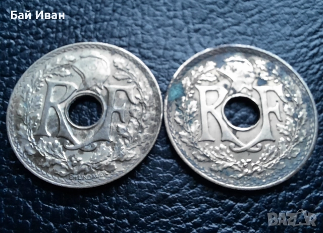 Стара монета 25 сантима 1938 г. и 1939 г. Франция - красиви !, снимка 8 - Нумизматика и бонистика - 42219984