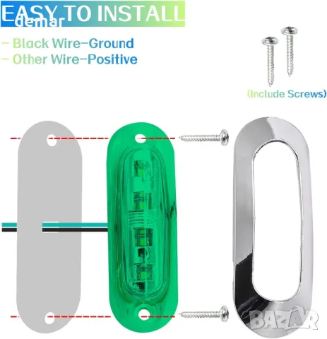 NWpangu 10 броя LED странични габаритни светлини, 4-LED, 12V/24V, зелени, снимка 4 - Аксесоари и консумативи - 48849661