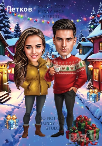 Карикатура по снимка за Коледа! Уникален подарък за любим човек!, снимка 15 - Картини - 52379727