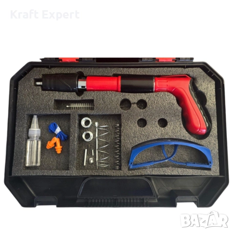 Ръчен пистолет за забиване на пирони с комплект аксесоари и подарък пирони, снимка 2 - Други инструменти - 51625347