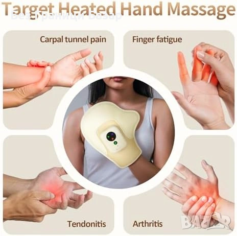 Нов Компресионен масажор за пръсти длан и китка с нагряване за артрит, снимка 3 - Масажори - 53048370