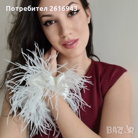 Скрънчи с щраусови пера от сатен, снимка 12 - Аксесоари за коса - 36062439