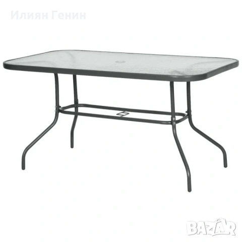 Градинска маса Outsunny със стъклен плот, Отвор за чадър, снимка 5 - Градински мебели, декорация  - 53752897
