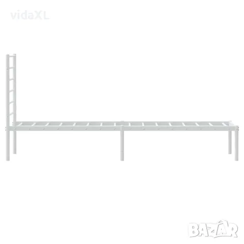vidaXL Метална рамка за легло с горна табла, бяла, 80x200 см, снимка 7 - Спални и легла - 56147206