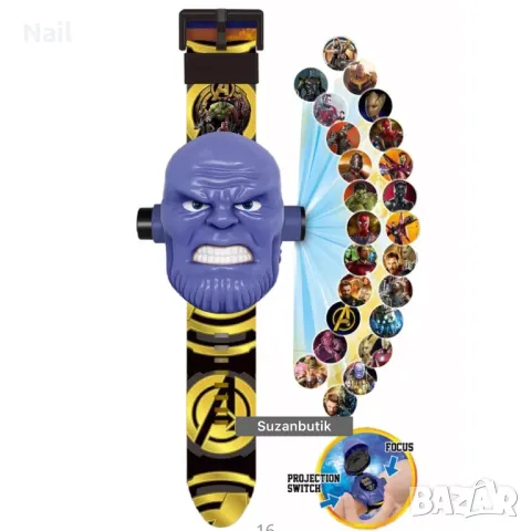 Детски Часовник с прожектор с различни супер герои Спайдърмен, Батман, Елза, снимка 17 - Детски - 38000866