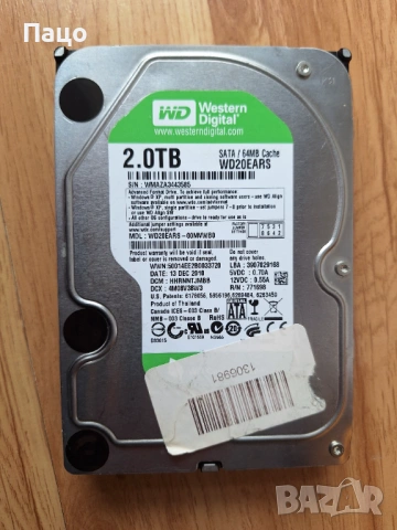 2TB WD  WD20EARS, снимка 3 - Твърди дискове - 53666617
