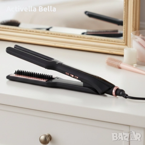 Преса за изправяне на коса с вграден насочващ гребен Muhler MHS-777