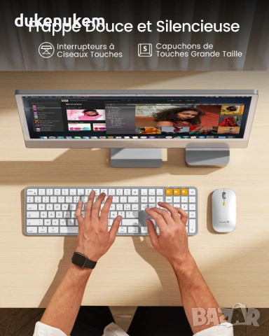 Безжичен комплект клавиатура и мишка за Mac – AZERTY, Bluetooth, снимка 5 - Клавиатури и мишки - 53382101
