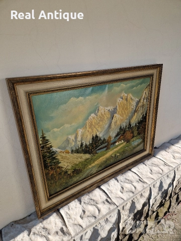 Прекрасна антикварна авторска майсторска картина масло върху платно , снимка 6 - Антикварни и старинни предмети - 52803737