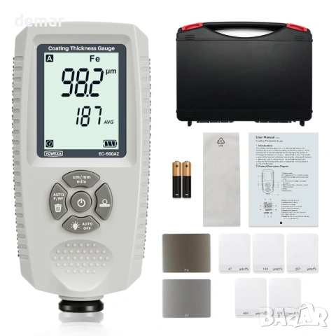 Дебеломер за автомобилно покритие, LCD дисплей с подсветка, 0-2000 um