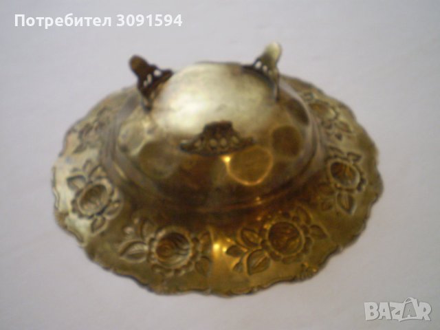 Декоративна купа с крачета. Много кокетна месингова купа, снимка 4 - Други ценни предмети - 40279805