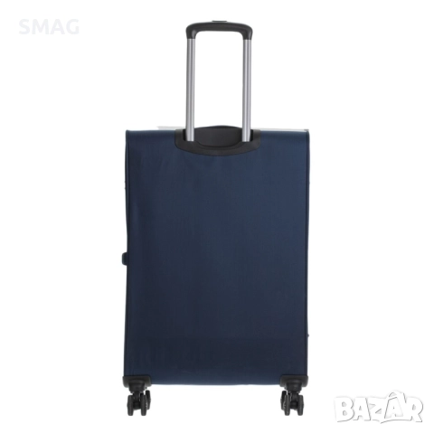 Куфар с колелца за пътуване, тъмносин с външни отделения, 44 л._1239390, снимка 4 - Куфари - 52200120