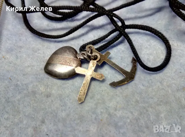 ВЯРА НАДЕЖДА ЛЮБОВ - СРЕБЪРНИ КРЪСТЧЕ КОТВА и СЪРЧИЦЕ СРЕБРО 925 ХРИСТИЯНСКА СИМВОЛИКА КОЛИЕ 49729, снимка 2 - Колиета, медальони, синджири - 49732806