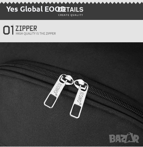 KONO лека ръчна куфарче на колелца 53x36x18 см черен, снимка 6 - Куфари - 52331746