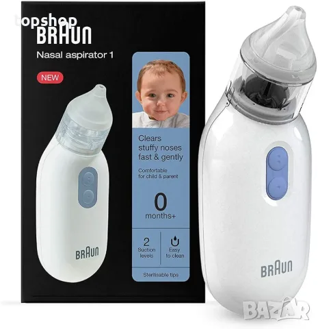 Нов Електрически Назален Аспиратор За Бебета и Деца Braun BNA100 