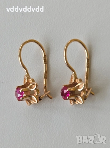 СССР златни обеци 14 карата, снимка 8 - Обеци - 52120428