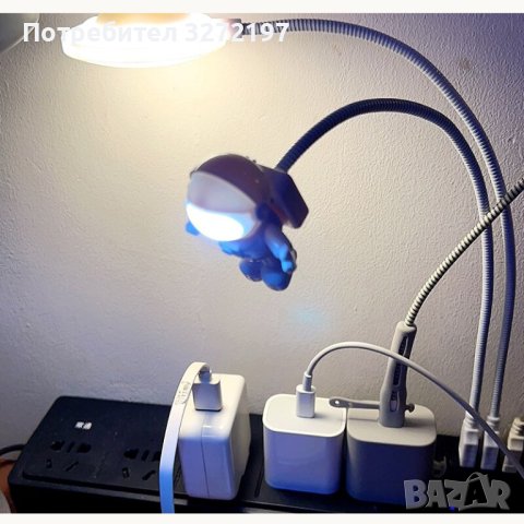 Бяла преносима настолна USB лампа за четене с форма на астронавт DC 5VLED светлина за компютър PC, снимка 2 - Други - 40900378