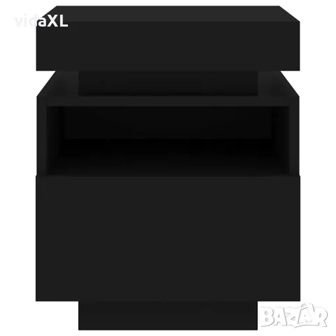 vidaXL Нощни шкафчета с LED осветление, 2 бр, черни, 40x39x48,5 см, снимка 7 - Шкафове - 56148114