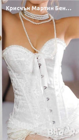 Дамски корсет и прашки KRS-DANT, 2 Части, Дантела, Бял, XS/S. m, снимка 2 - Корсети, бюстиета, топове - 53824582