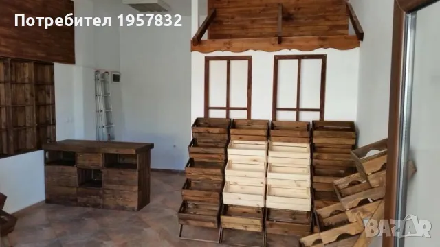 Дървени стелажи за магазини, заведения, плод и зеленчук, търговско оборудване, снимка 16 - Стелажи и щандове - 48951993