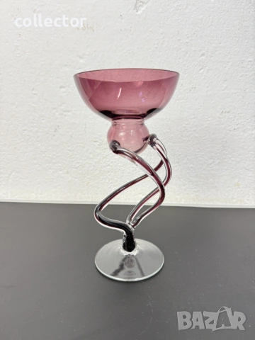 Дизайнерски стъклен свещник / фигура / чаша. №7841, снимка 2 - Антикварни и старинни предмети - 53095092