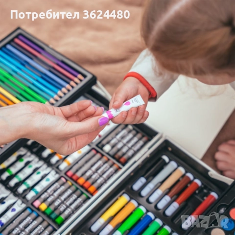 Комплект за Рисуване 145 Части в Куфарче с Дръжка 4723, снимка 6 - Рисуване и оцветяване - 52566622