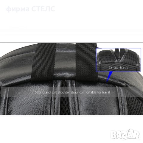 Раница STELS SQ90, Екологична кожа, 43×12.5×30см, Черен, снимка 13 - Раници - 44321904