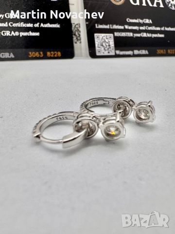 Сребърни обеци с мойсанит (Диамант) 0.5 карата, снимка 8 - Обеци - 53438296