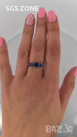 Сребърен Пръстен с Рубин, Сапфир , снимка 5 - Пръстени - 50310409