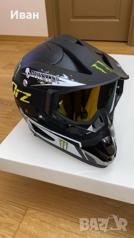 Кросова каска MONSTER, Full Face, DOT, Размер: М -Вело, Мото, Скутер