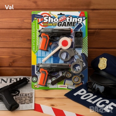 Детски полицейски комплект с 2 играчки и аксесоари-пълен арсенал за малки герои, снимка 5 - Други - 52405812
