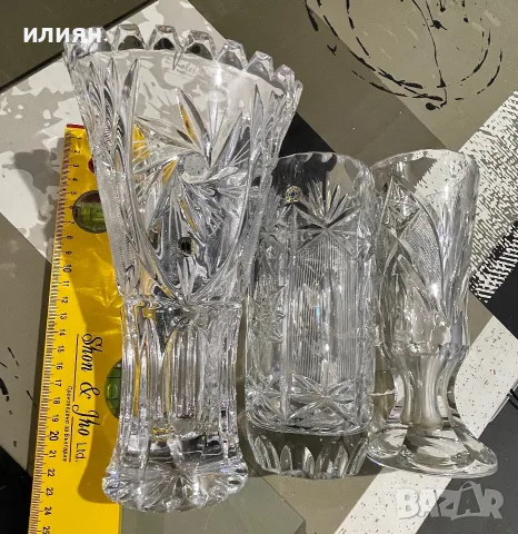 Кристална ваза. Три броя, снимка 2 - Вази - 56247818