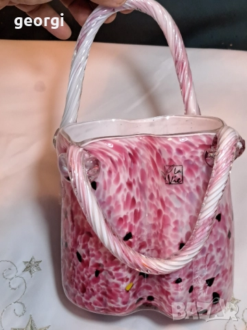 уникална арт ваза от цветно стъкло 11/6, снимка 7 - Вази - 51881261