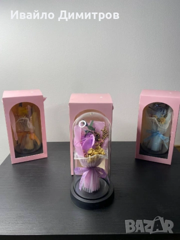 Вечна Роза в Купол с LED лампички в подаръчна кутия, снимка 3 - Декорация за дома - 53495743