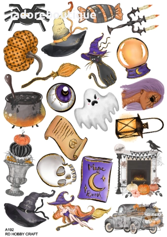 Скрапбук стикери за декорация планер halloween хелоуин самозалепващ лист А5 - различни видове, снимка 13 - Други - 38086615